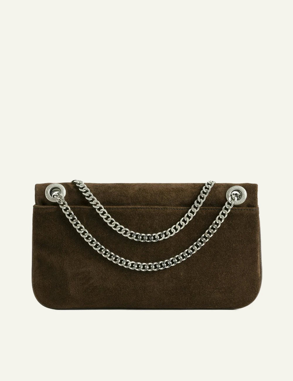 Zadig Voltaire suede clutch wood brown back