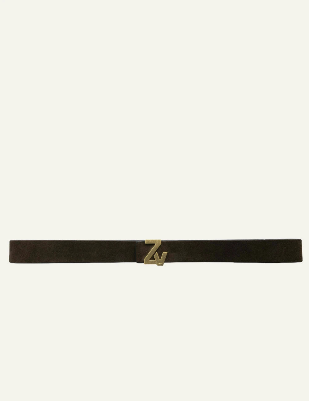 Zadig Voltaire wood suede belt ZV buckle full