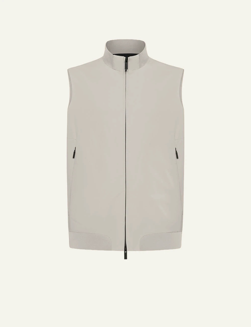 Zip Vest Light Beige Stand Collar Front Flat