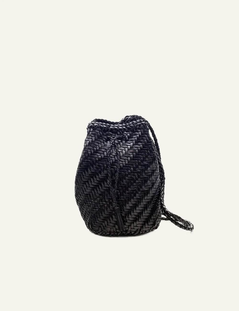 Dragon Diffusion woven leather bucket bag black back view