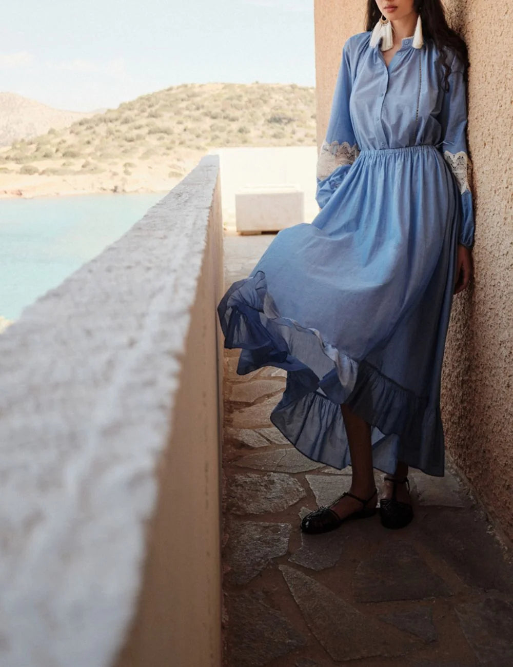 Devotion blue long skirt full length summer outfit