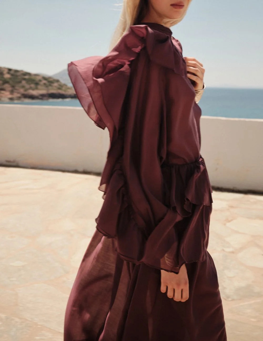 Devotion brown skirt sheer fabric side view
