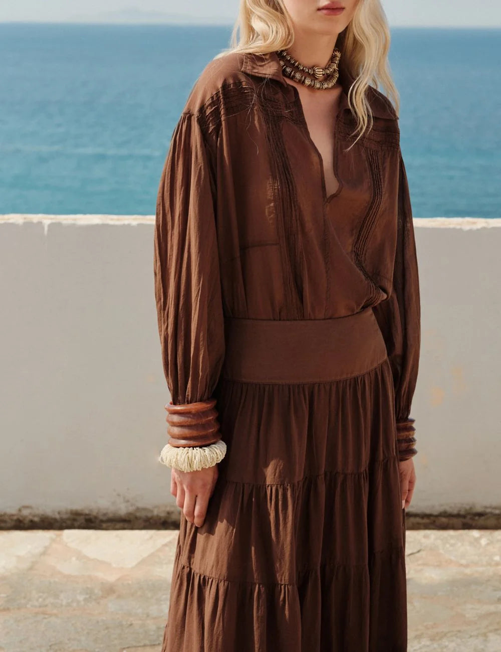 Devotion Brown Maxi Skirt Detail Waist
