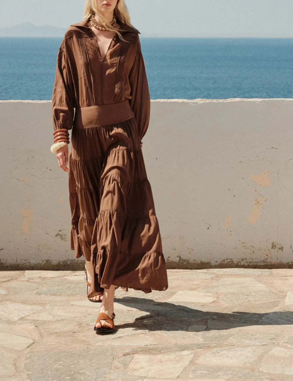 Devotion Brown Maxi Skirt Front Model
