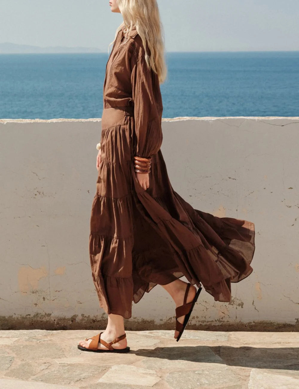 Devotion Brown Maxi Skirt Side Movement