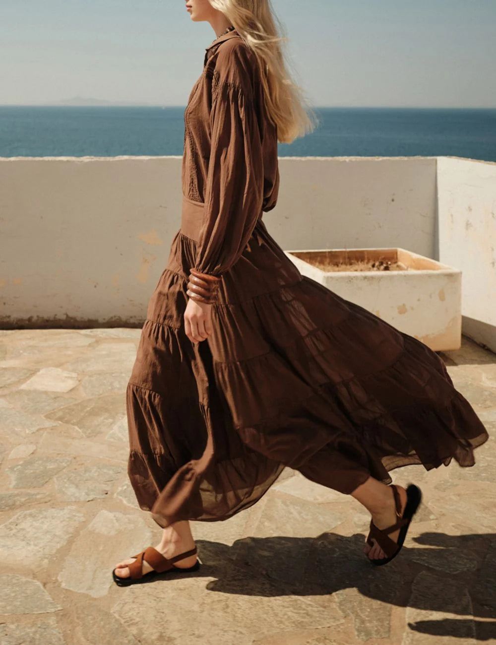 Devotion Brown Maxi Skirt Back Flowing
