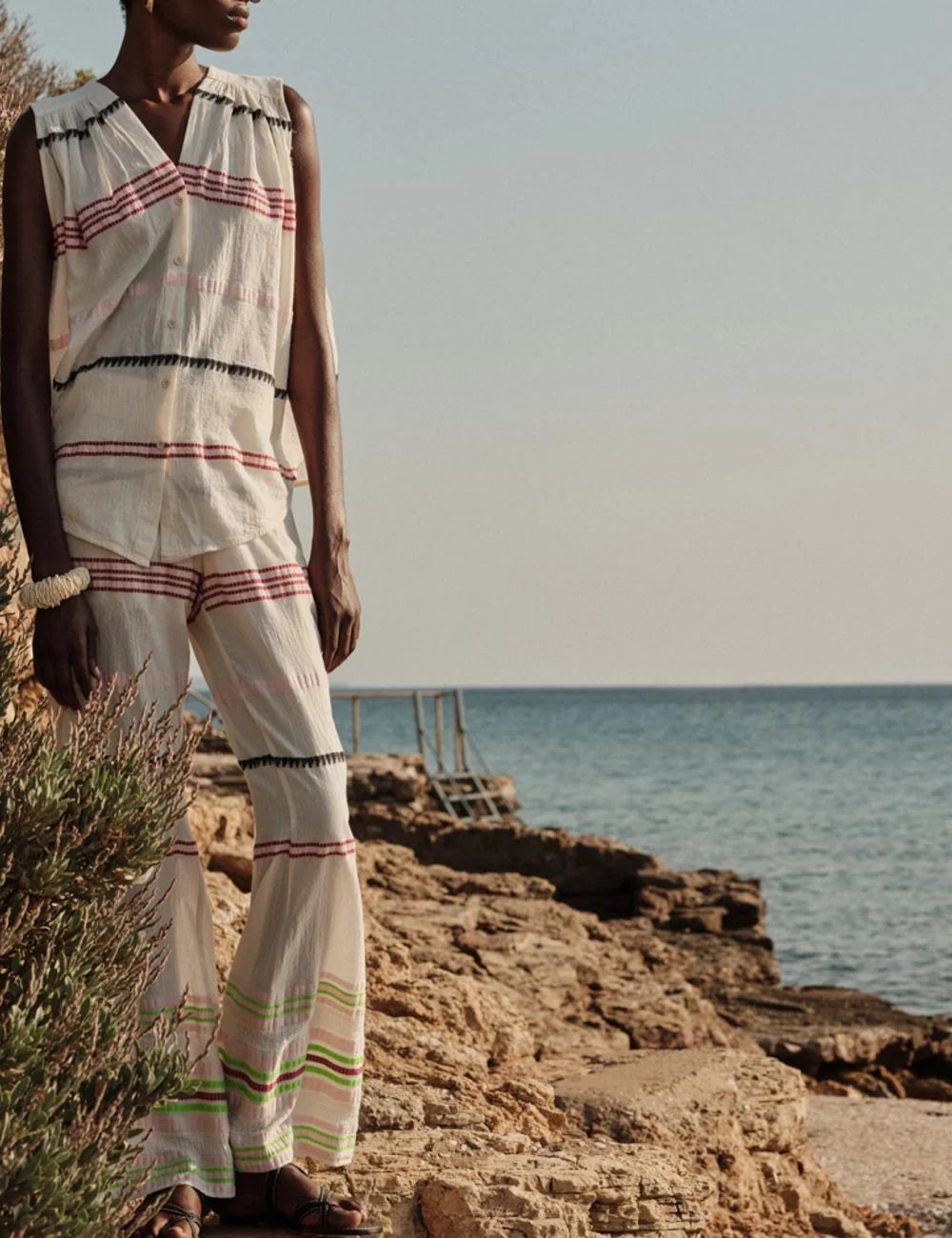 Striped summer co-ord set boho style full look outdoor