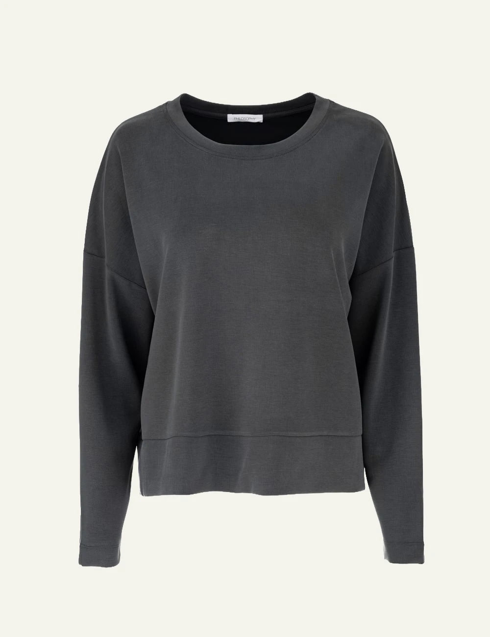 Philosophy women's grey heavy rib sandwashed long-sleeve top