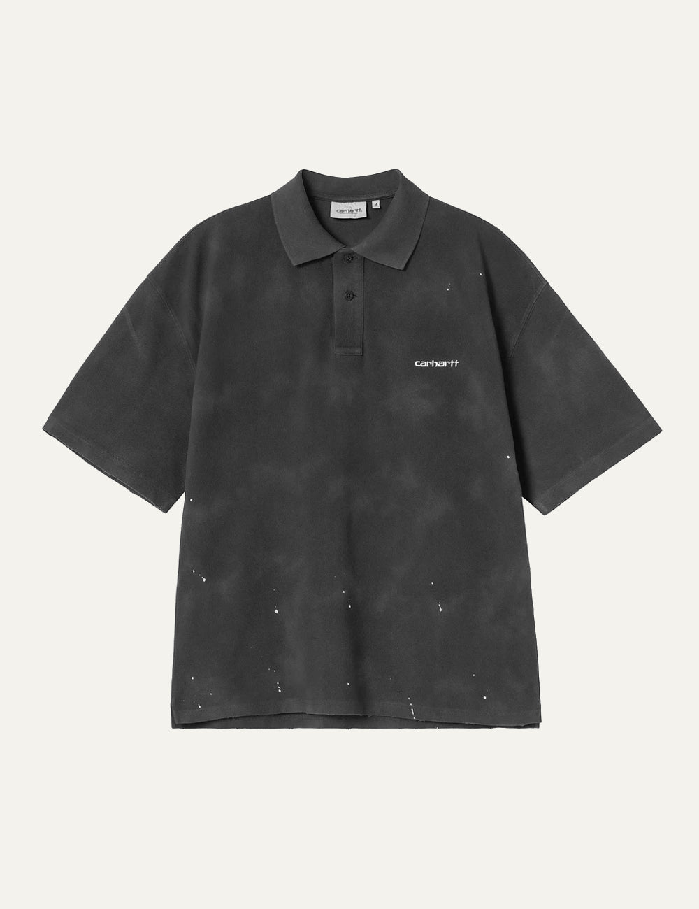 Carhartt WIP Painter Polo mavro destroy wash with speckle details front view
