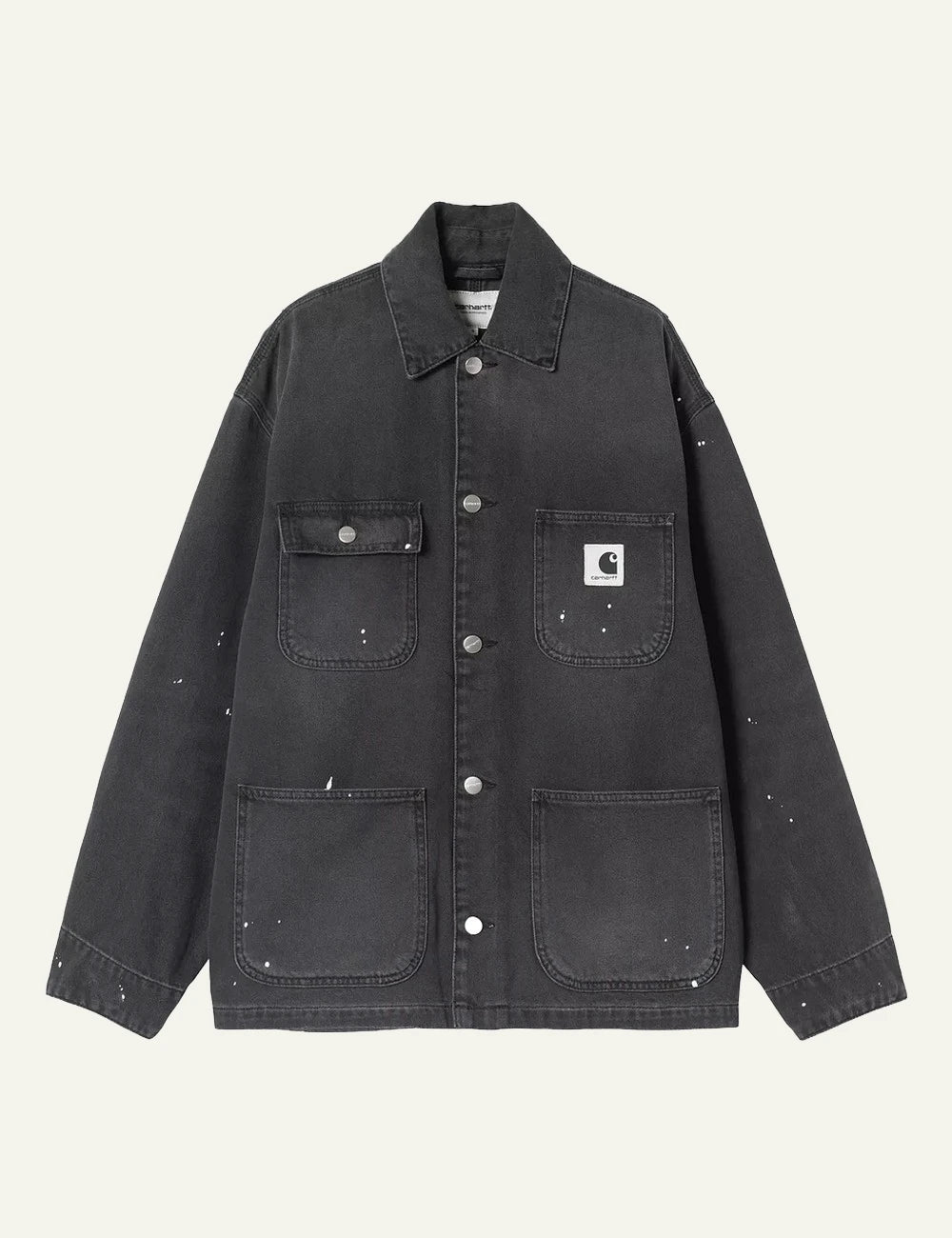 Carhartt WIP black zip jacket me corduroy collar kai embroidered logo