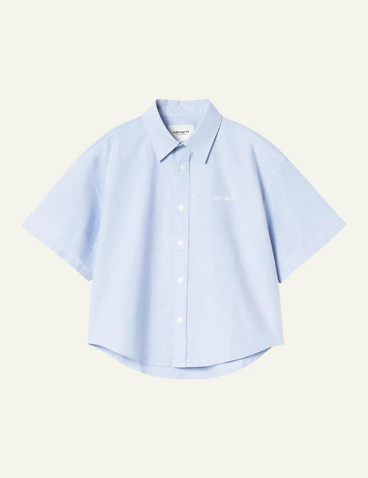 Carhartt WIP Kaia shirt se light blue oxford cotton me embroidered logo
