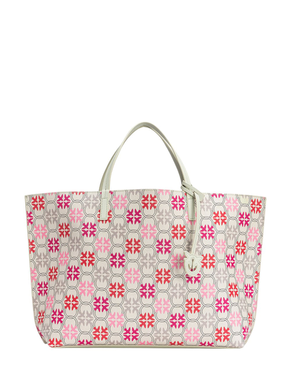 PINKO CARRIE SHOPPER BIG JACQUARD LOGO RAFIA PINKO