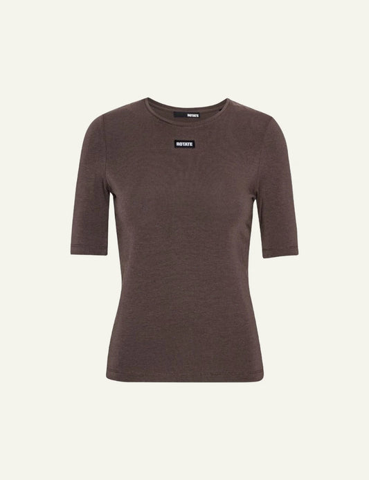 Rotate dark brown fitted t-shirt front view