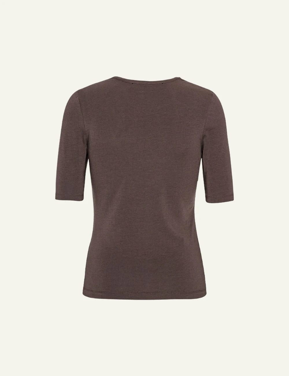 Rotate dark brown fitted t-shirt back view