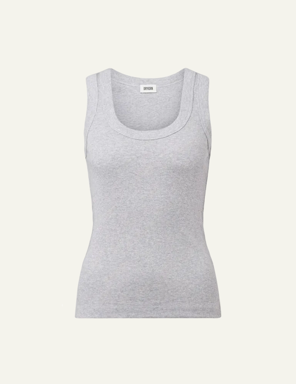 Women's DRYKORN grey melange ribbed cotton tank top with scoop neck