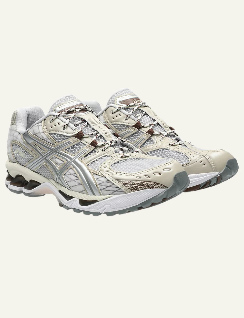Asics Gel Kayano 12.1 sneaker cream beige angled view