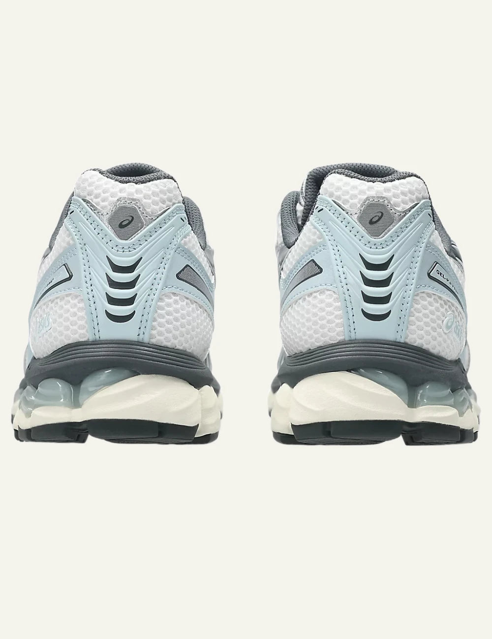Asics Gel Kayano 12.1 sneaker light blue grey back detail view