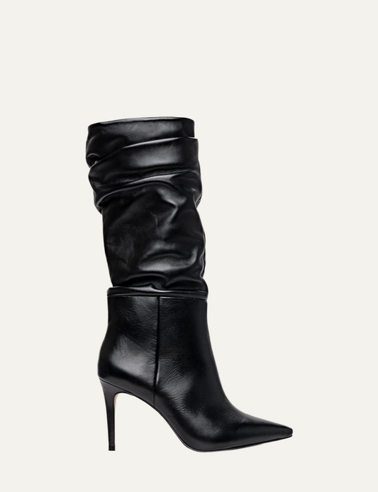 CARRANO BLACK LEATHER SLOUCHY BOOTS