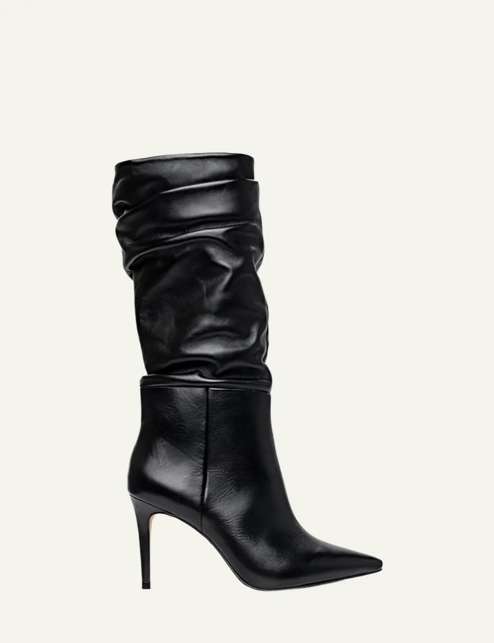 CARRANO BLACK LEATHER SLOUCHY BOOTS