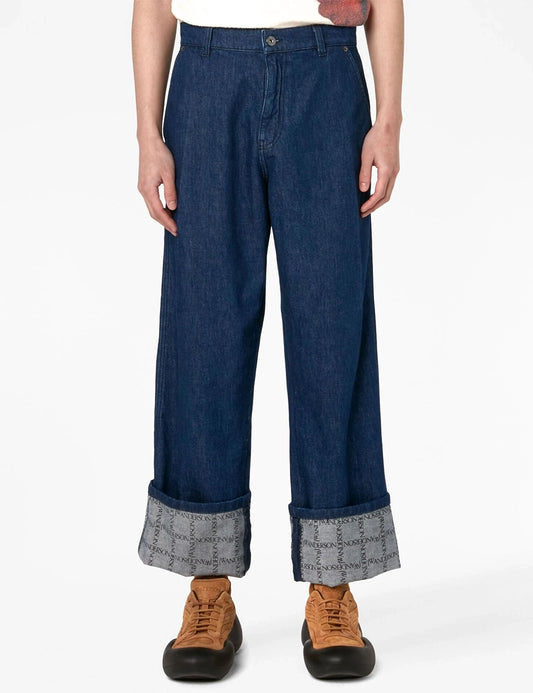 JWANDERSON LOGO GRID TURN UP WORKW JEANS