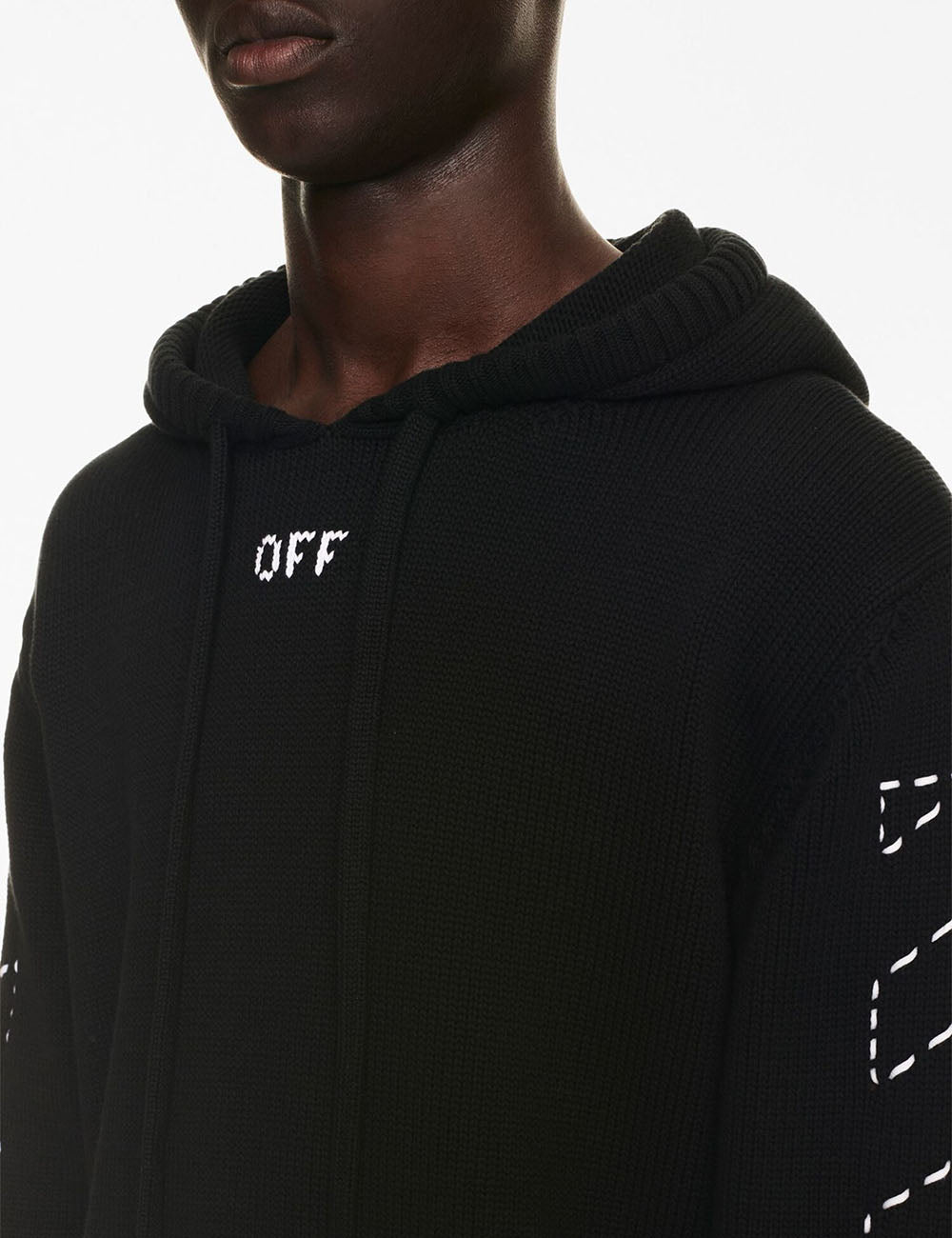 OFF WHITE STITCH ARR DIAGS KNIT HOODIE
