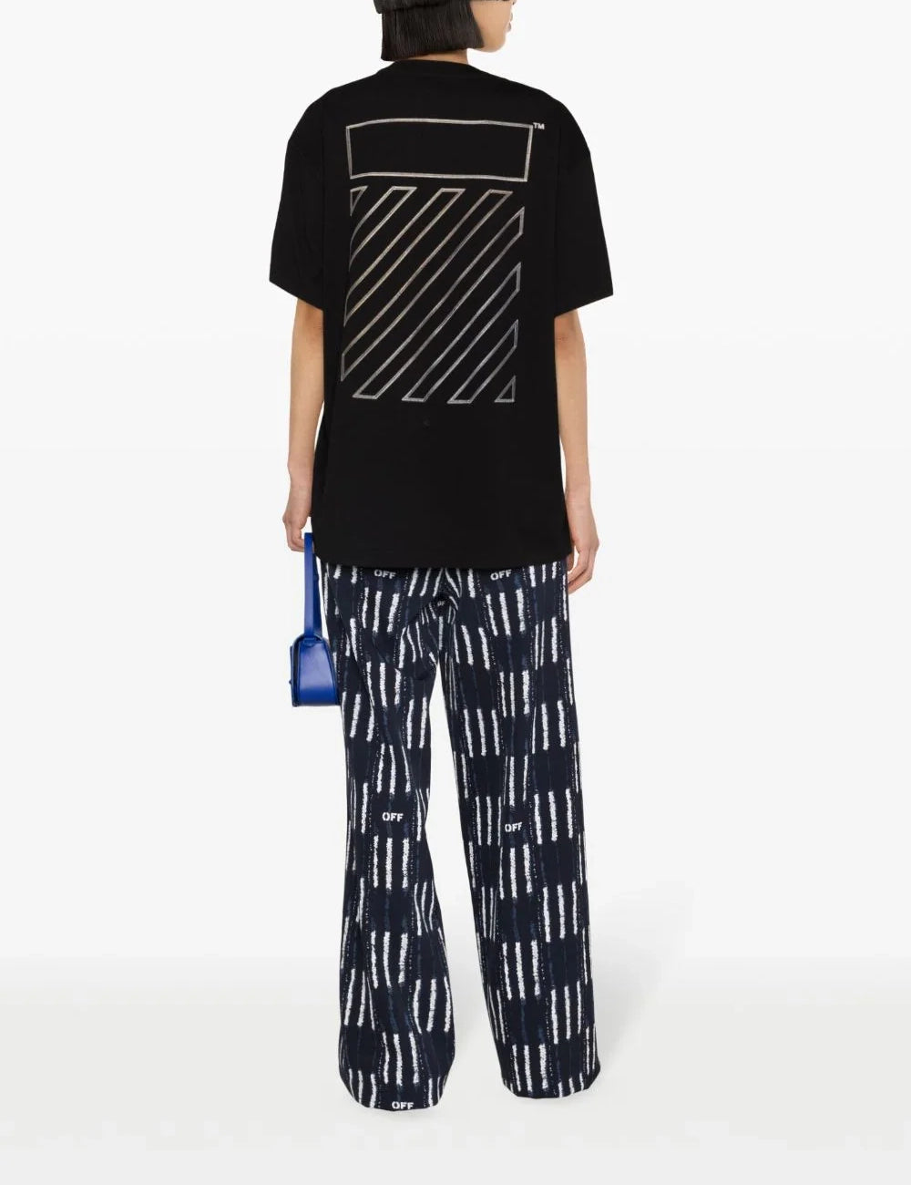 OFF WHITE EMBR DIAG TAB CASUAL TEE