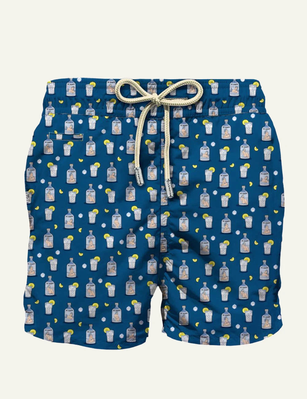 MC2 Saint Barth cocktail bottle print swim shorts blue front view