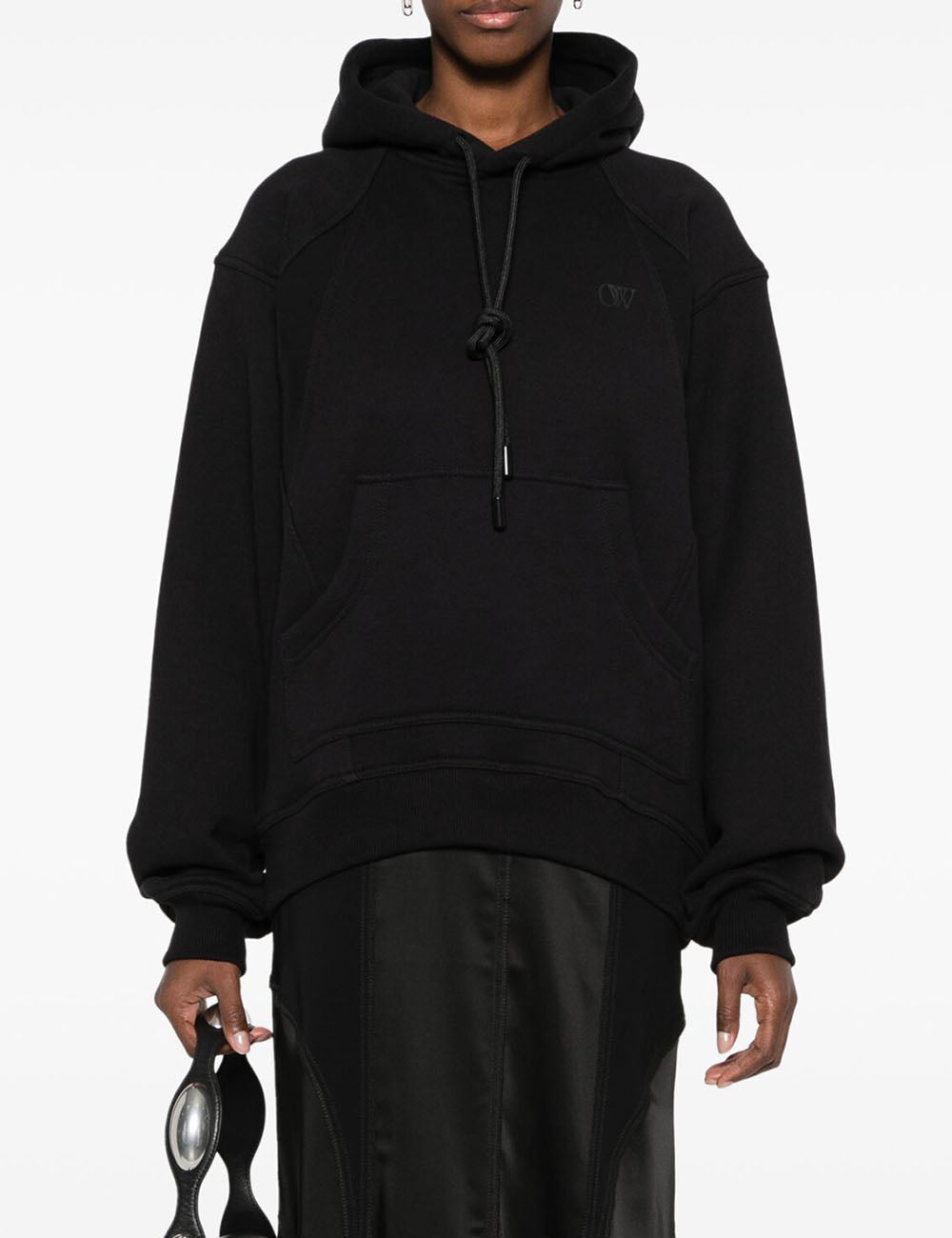 OFF WHITE SATIN JER CYCL HOODIE