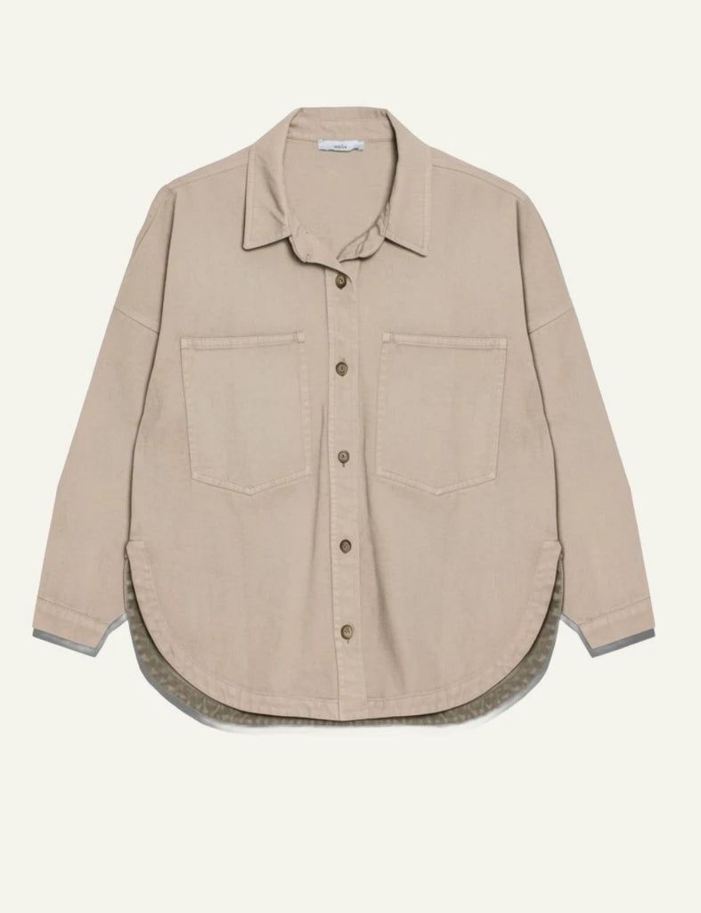 Milla shirt long sleeve beige 2 pockets front