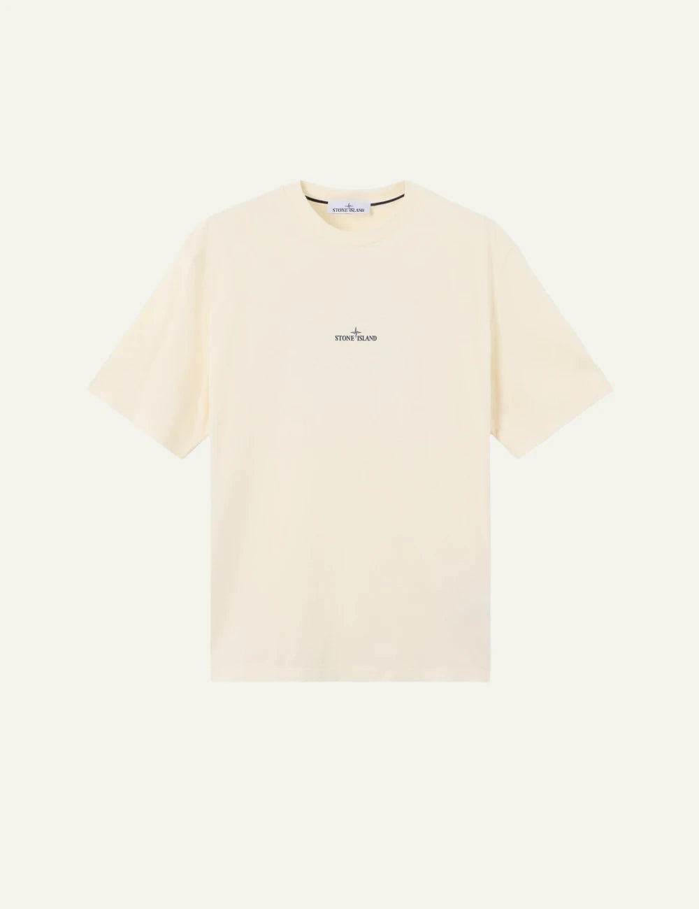 Men's Stone Island ivory organic cotton jersey T-shirt with logo print and Compass motif