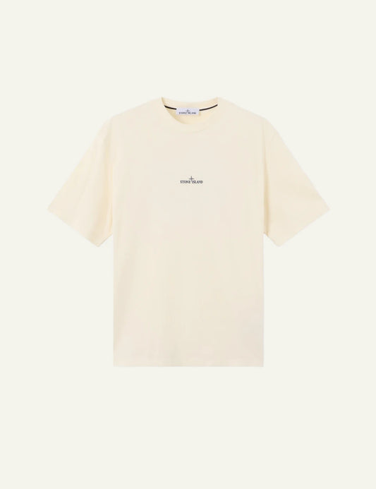 Men's Stone Island ivory organic cotton jersey T-shirt with logo print and Compass motif