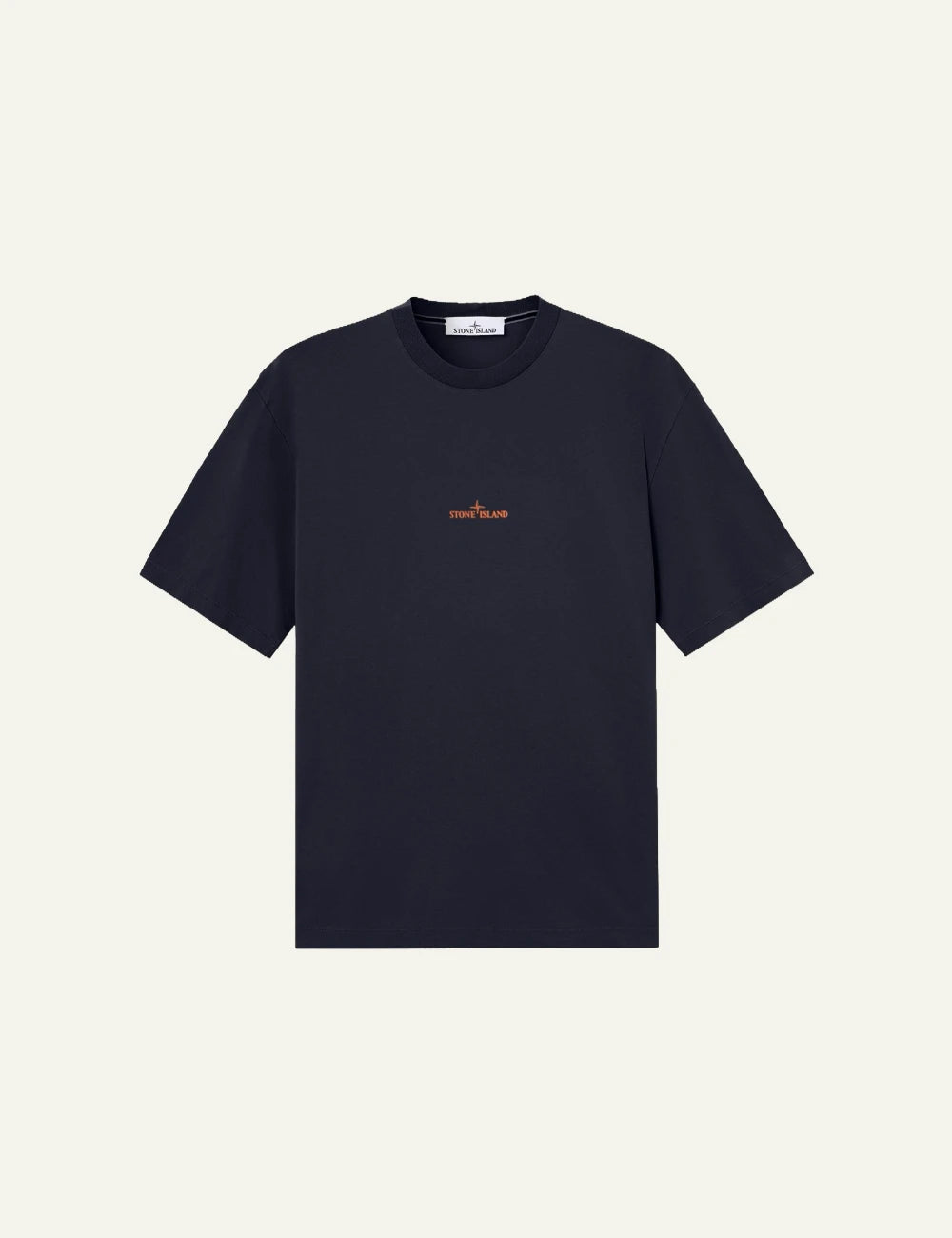 Men's Stone Island navy organic cotton jersey T-shirt with flocked logo print