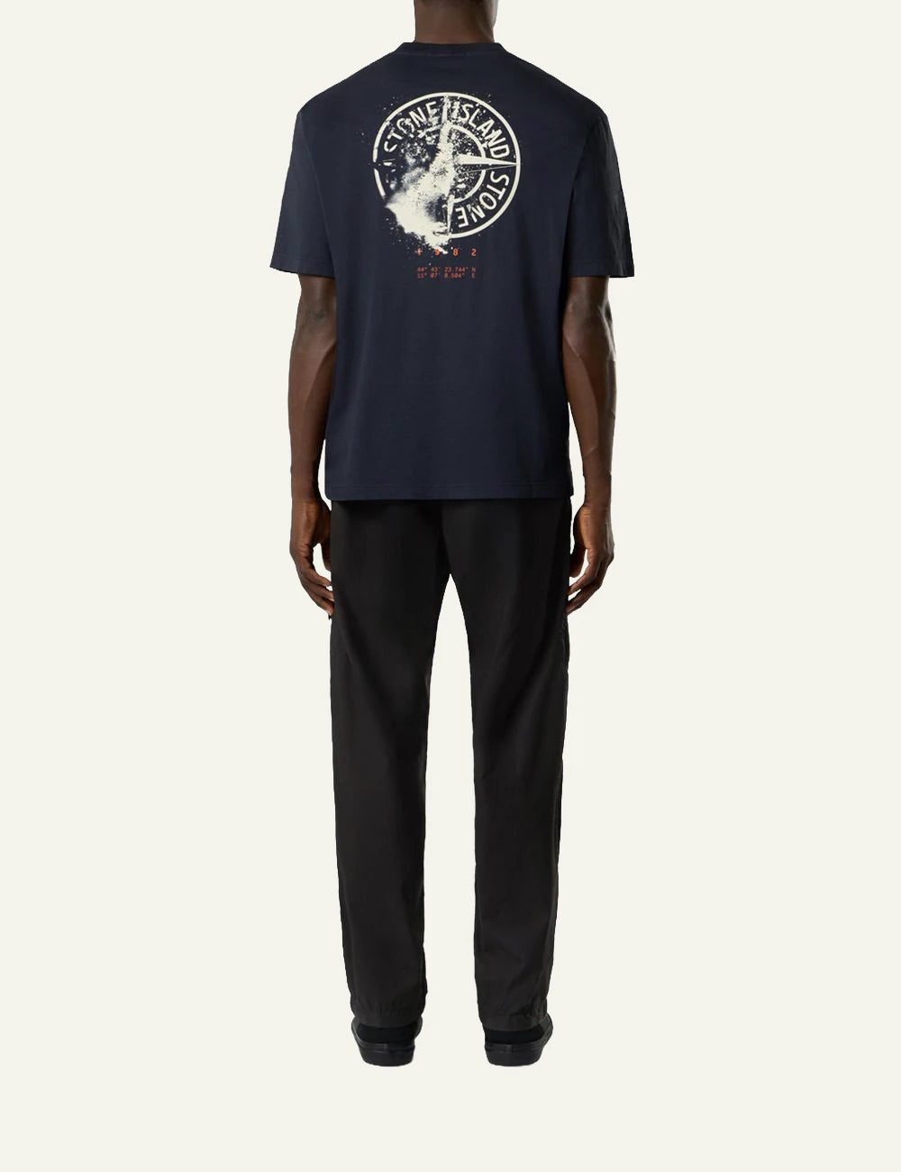 Men's Stone Island navy organic cotton jersey T-shirt with flocked logo print back