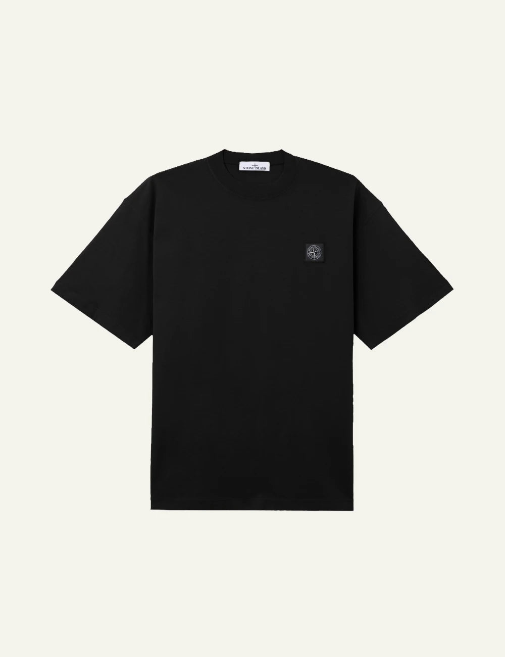 Men's Stone Island black organic cotton jersey T-shirt with Compass logo patch
