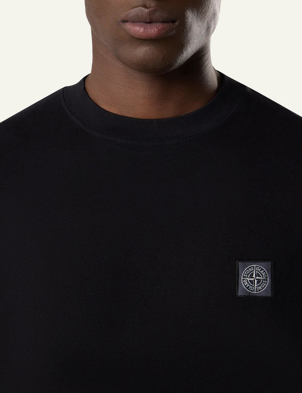 Men's Stone Island black organic cotton jersey T-shirt with Compass logo patch detail