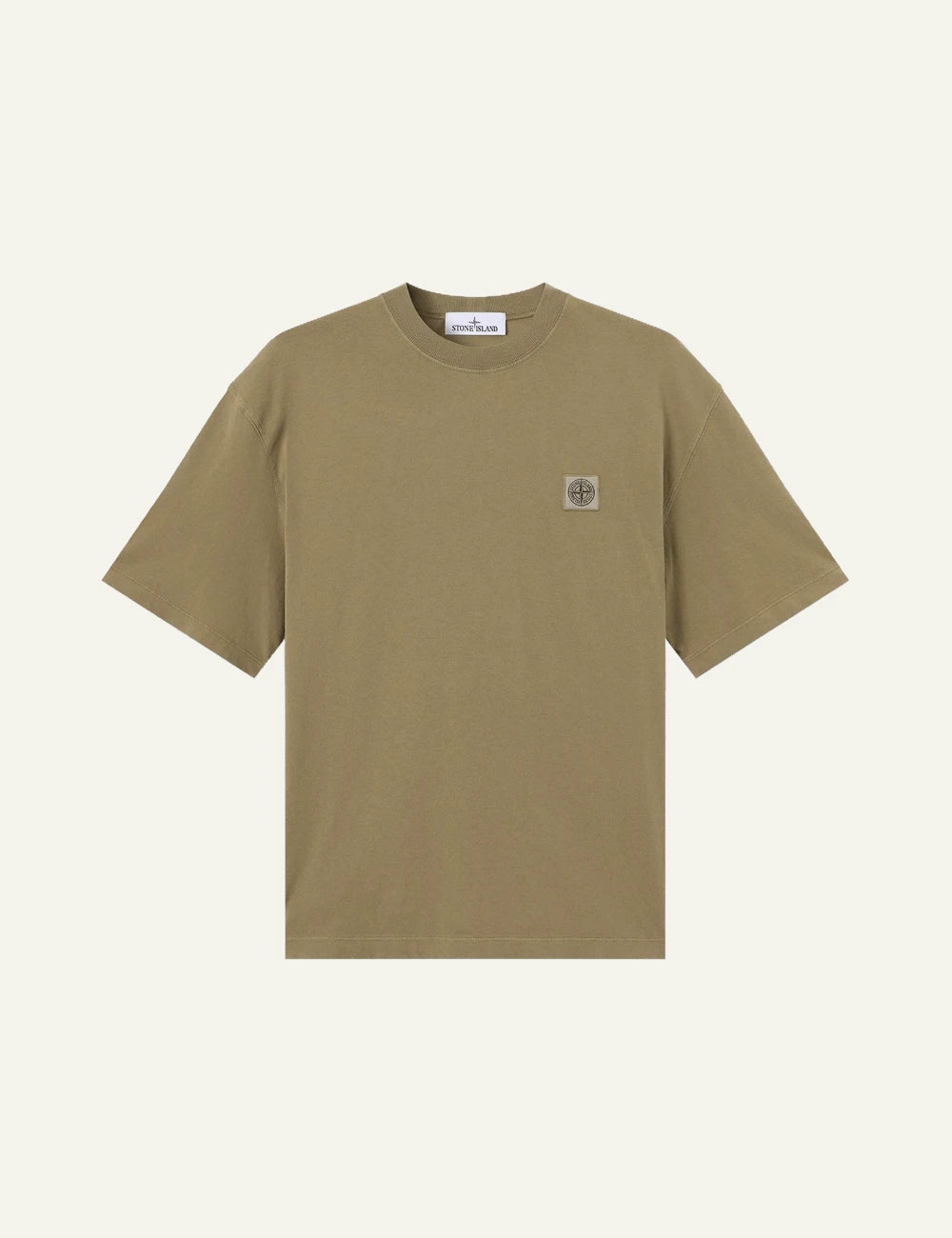 Men's Stone Island khaki organic cotton jersey T-shirt with Compass logo patch