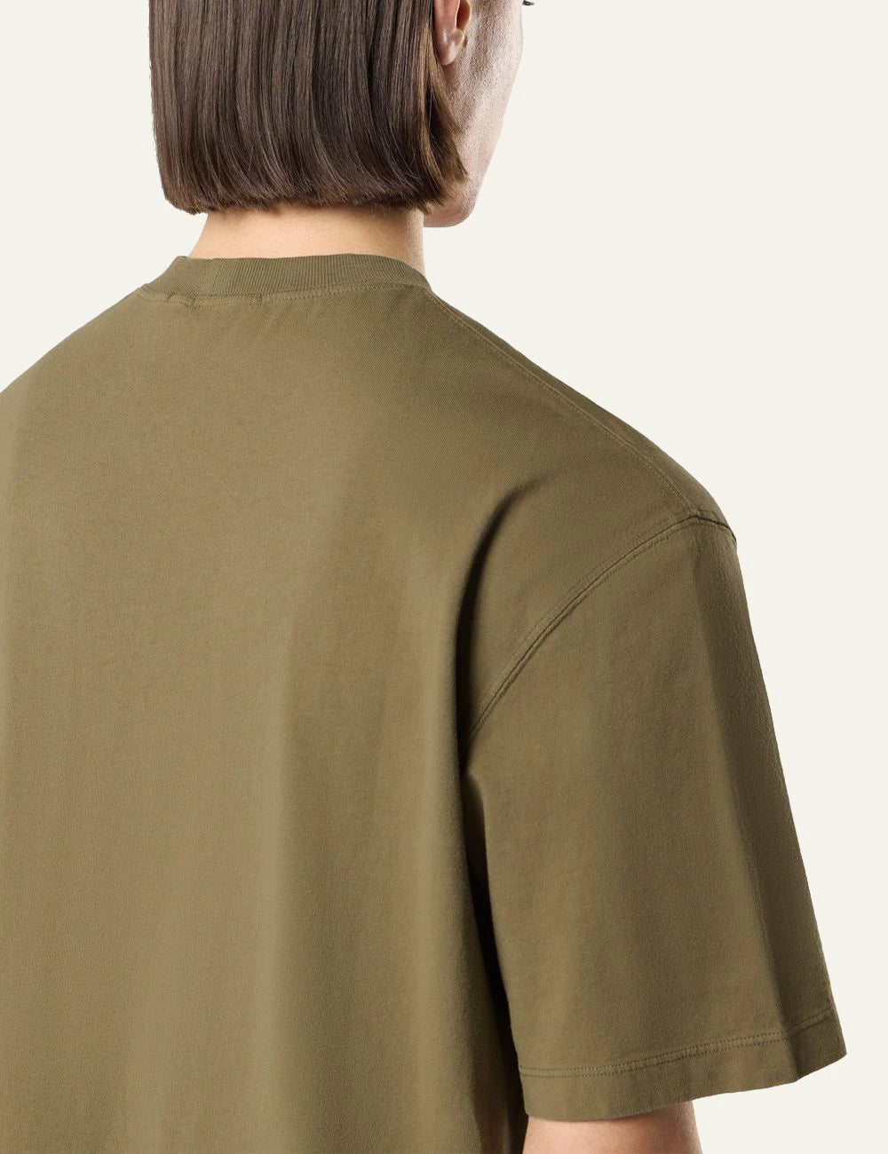 Men's Stone Island khaki organic cotton jersey T-shirt with Compass logo patch back