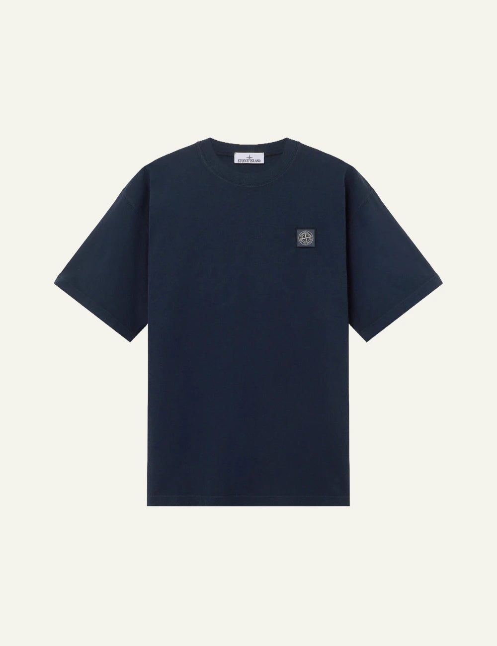 Men's Stone Island navy blue organic cotton jersey T-shirt with Compass logo patch