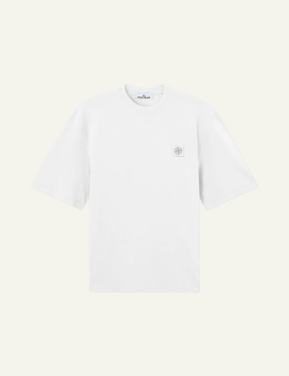 Men's Stone Island white organic cotton jersey T-shirt with Compass logo patch