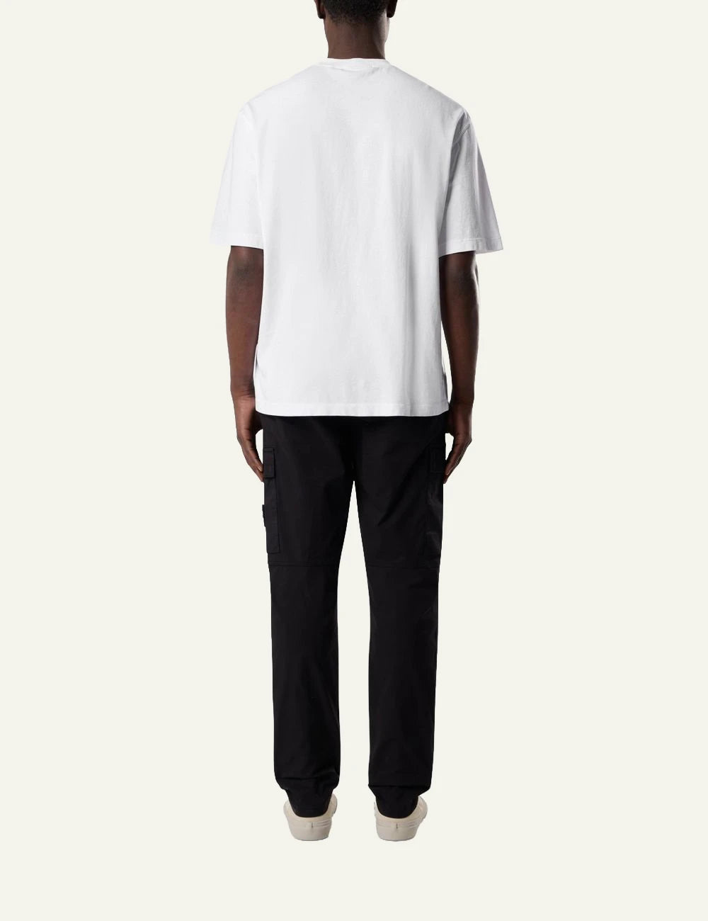 Men's Stone Island white organic cotton jersey T-shirt with Compass logo patch back