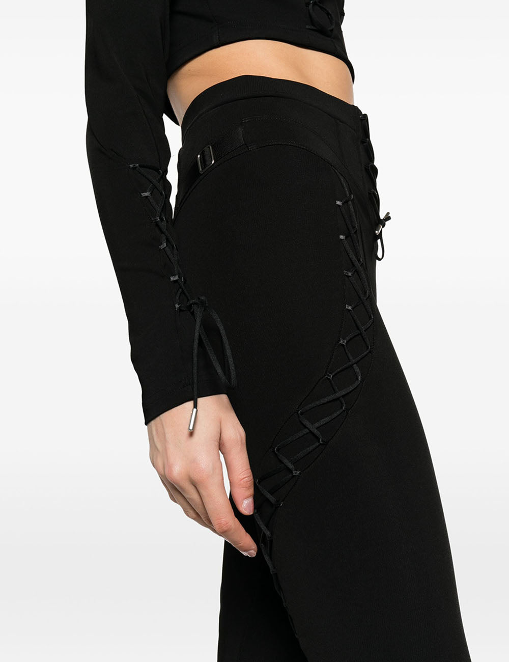 OFF WHITE LACEUP SPLIT LEGGINGS