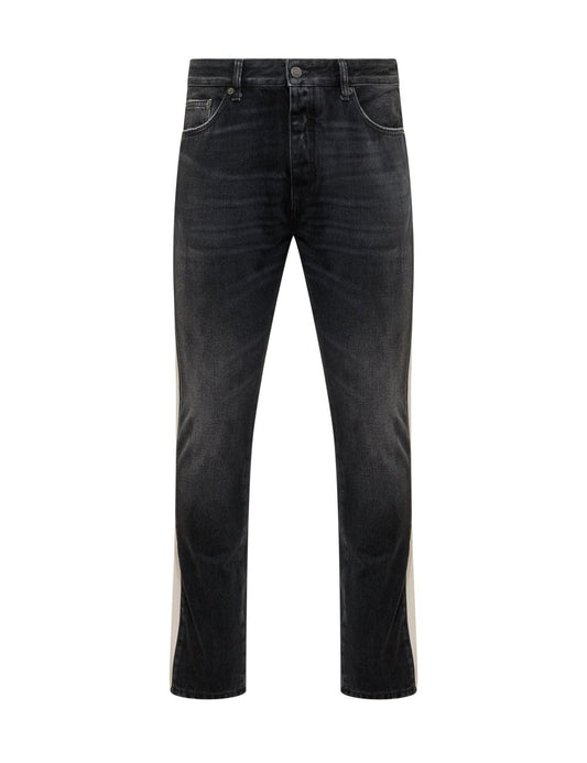 PALM ANGELS BLACK WASH TRACK DENIM PANTS