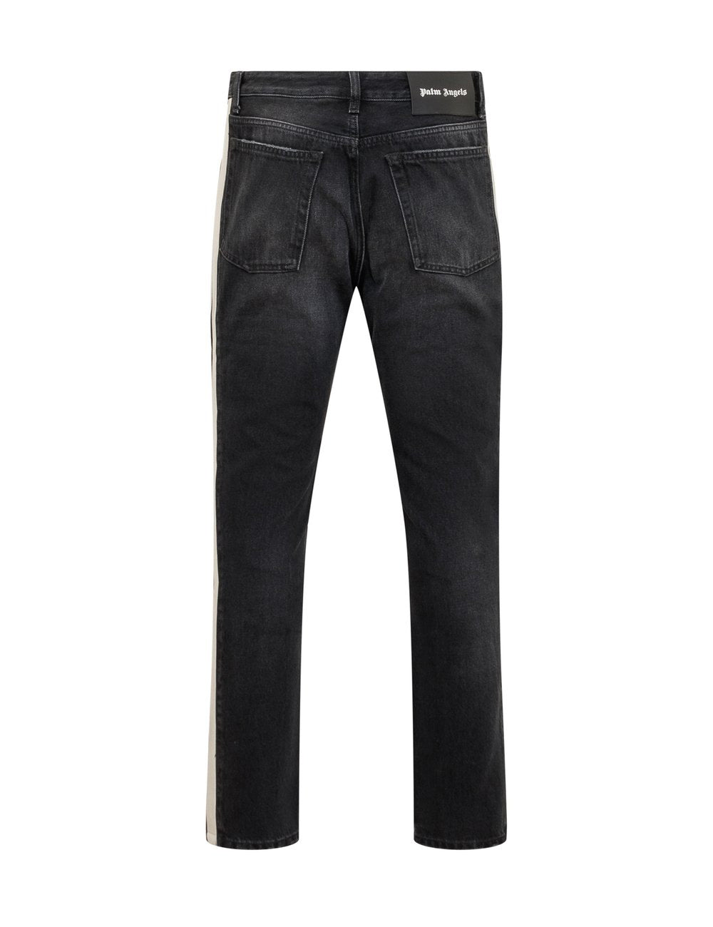 PALM ANGELS BLACK WASH TRACK DENIM PANTS