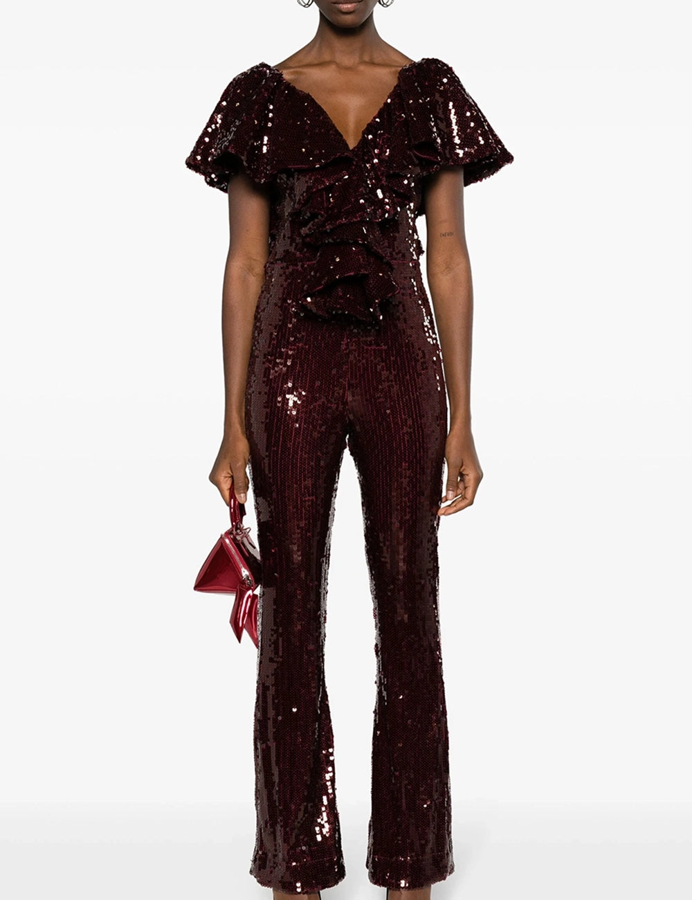 ROTATE SEQUINS RUFFLE JUMPSUIT ROTATE