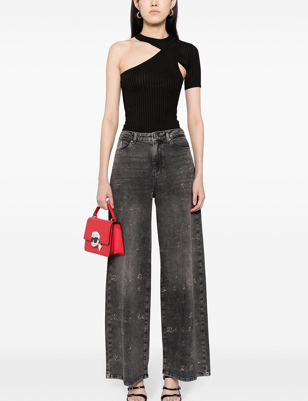 KARL LAGERFELD SPARKLE WIDE LEG PANTS KARL LAGERFELD