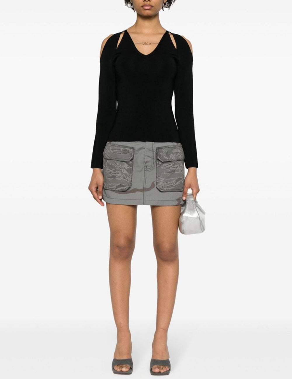 KARL LAGERFELD CUT OUT KNIT SWEATER KARL LAGERFELD