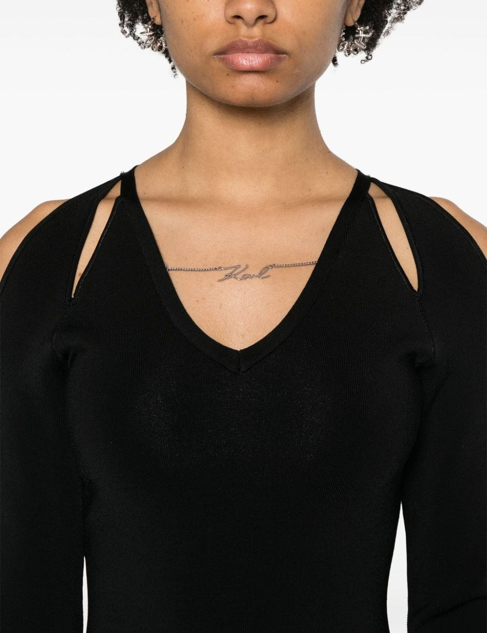 KARL LAGERFELD CUT OUT KNIT SWEATER KARL LAGERFELD