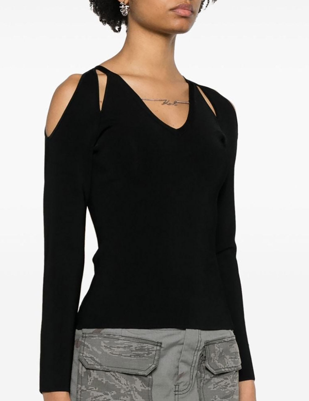 KARL LAGERFELD CUT OUT KNIT SWEATER KARL LAGERFELD