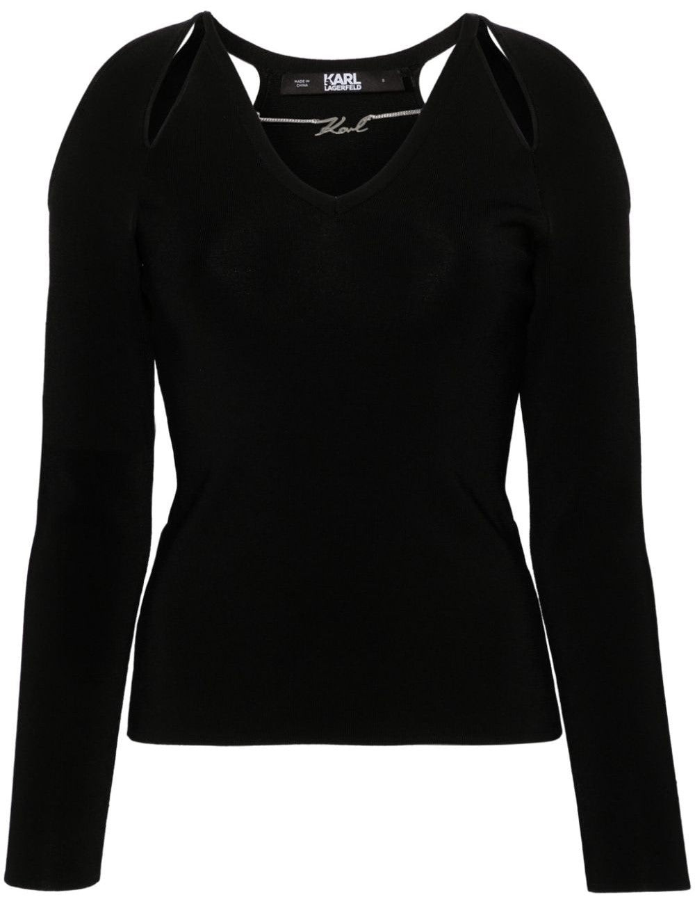 KARL LAGERFELD CUT OUT KNIT SWEATER KARL LAGERFELD