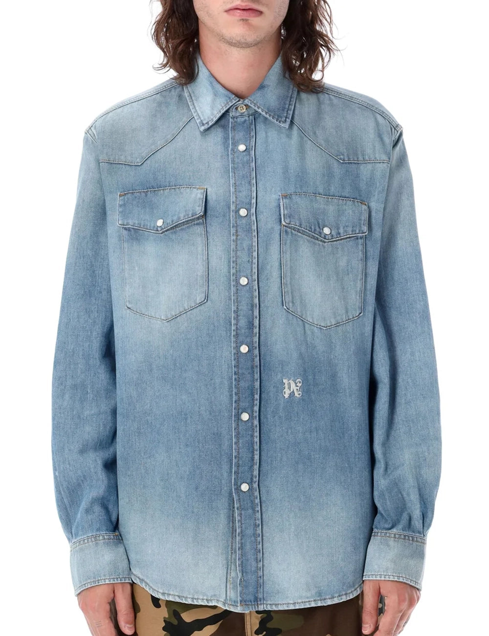 PALM ANGELS PA MONOGRAM DENIM SHIRT